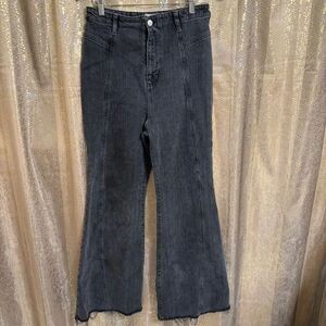 We The Free People Florence Black Ash High Rise Flare Jeans 31